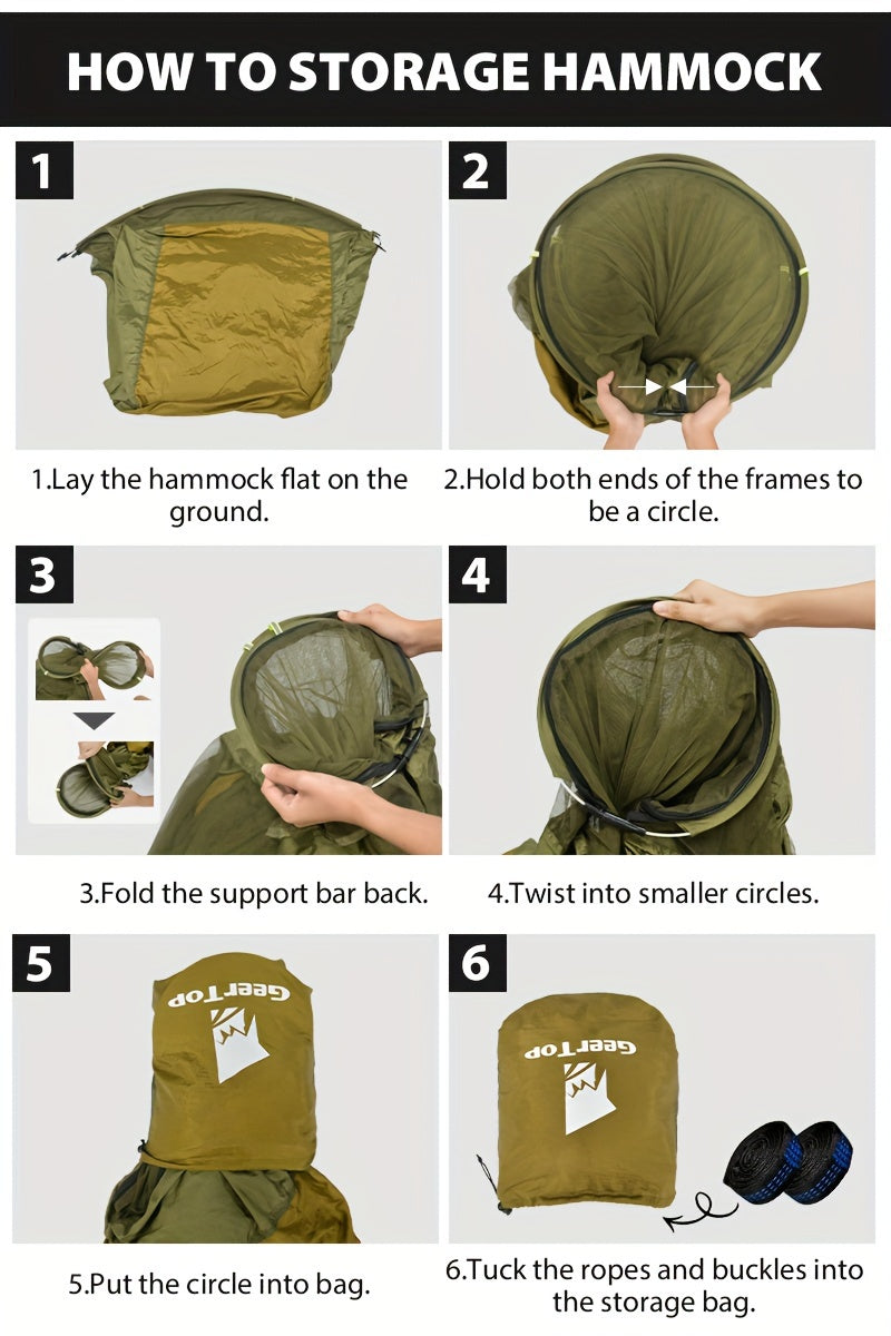 [3-in-1 Hammock] GEERTOP 3-in-1 Outdoor Hammock | Double Sleep Rest Camping Hammock with Mosquito Net Sun Shelter for Backpacking Travel Garden Park - Daisan Mart