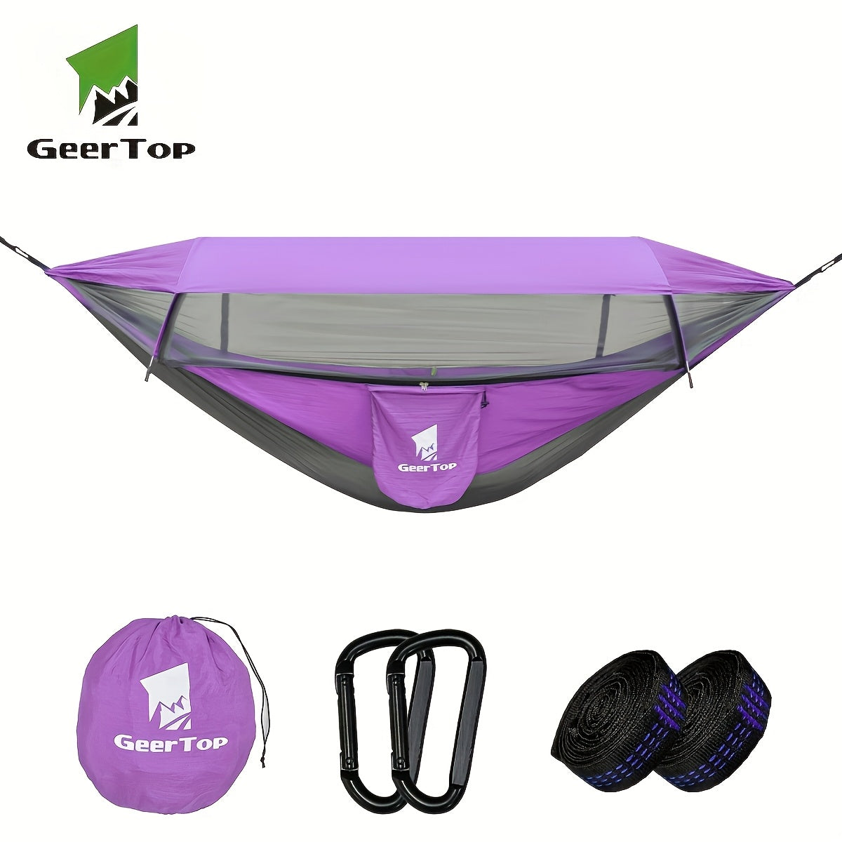 [3-in-1 Hammock] GEERTOP 3-in-1 Outdoor Hammock | Double Sleep Rest Camping Hammock with Mosquito Net Sun Shelter for Backpacking Travel Garden Park - Daisan Mart