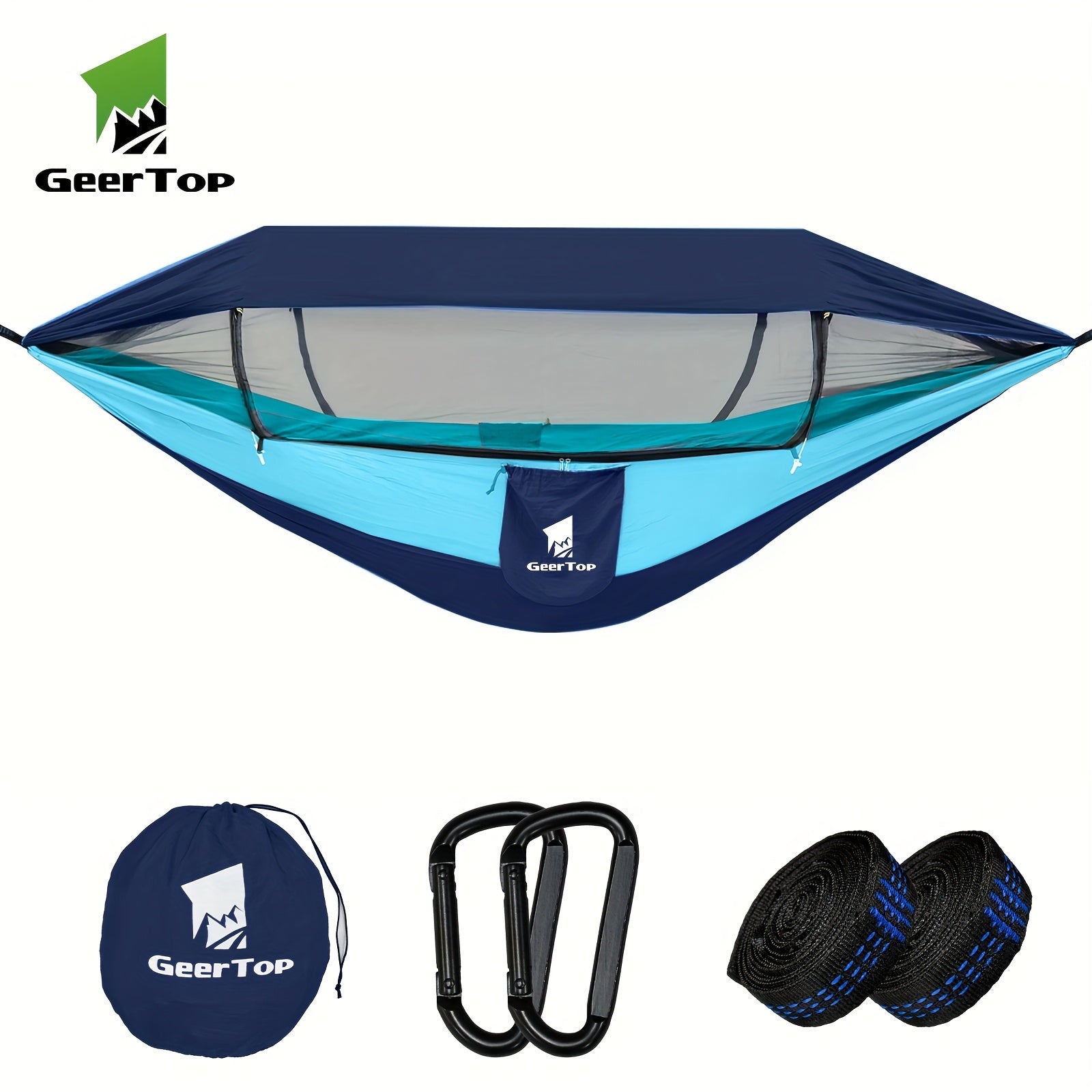 [3-in-1 Hammock] GEERTOP 3-in-1 Outdoor Hammock | Double Sleep Rest Camping Hammock with Mosquito Net Sun Shelter for Backpacking Travel Garden Park - Daisan Mart