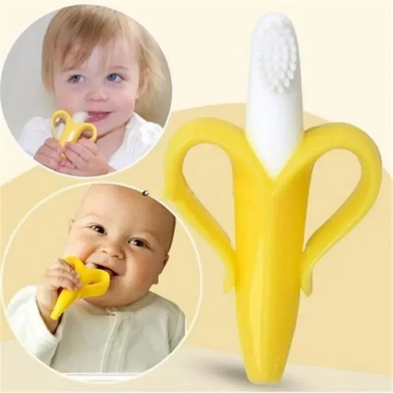 Bàn Chải & Gặm Nướu Hình Chuối Cho Bé 2in1 Silicone - Daisan Mart