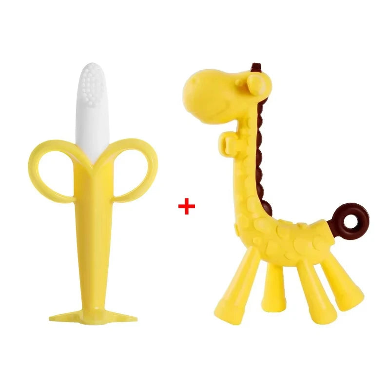 Bàn Chải & Gặm Nướu Hình Chuối Cho Bé 2in1 Silicone - Daisan Mart