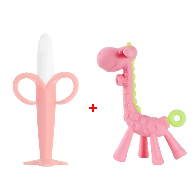 Bàn Chải & Gặm Nướu Hình Chuối Cho Bé 2in1 Silicone - Daisan Mart