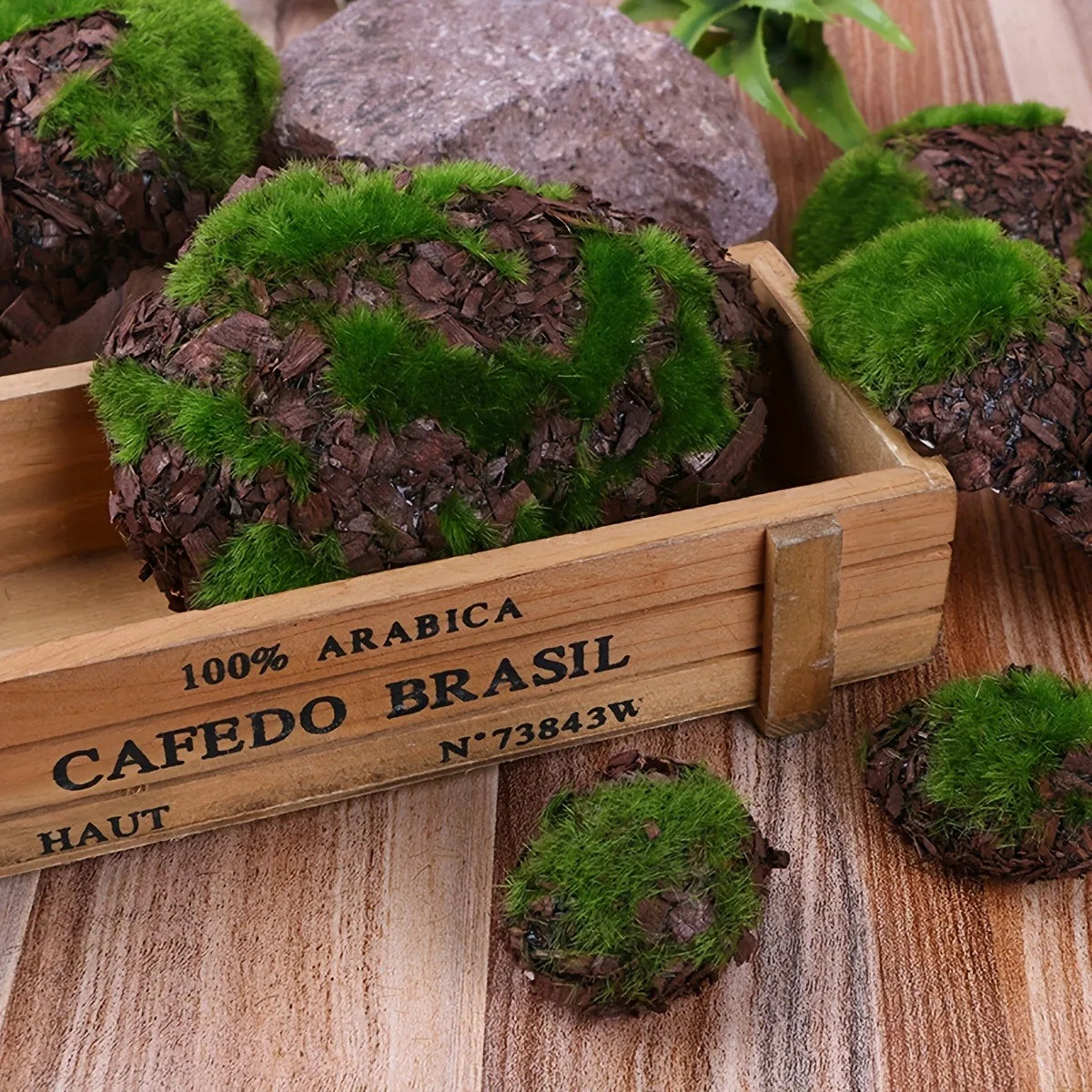 6-Piece Decorative Moss Stone Set for Aquarium &amp; Garden