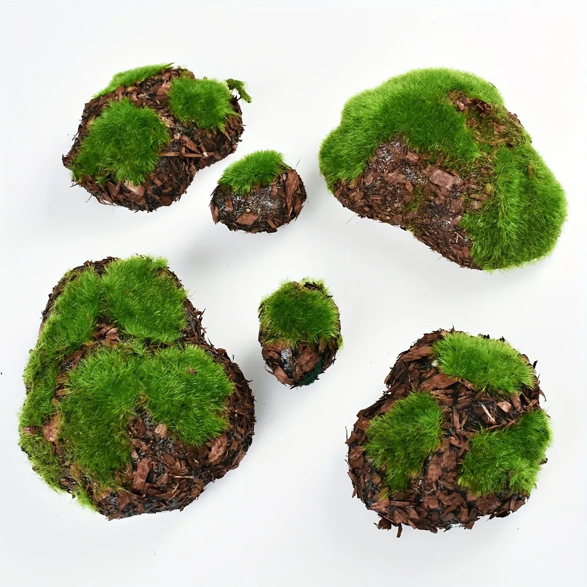 6-Piece Decorative Moss Stone Set for Aquarium &amp; Garden