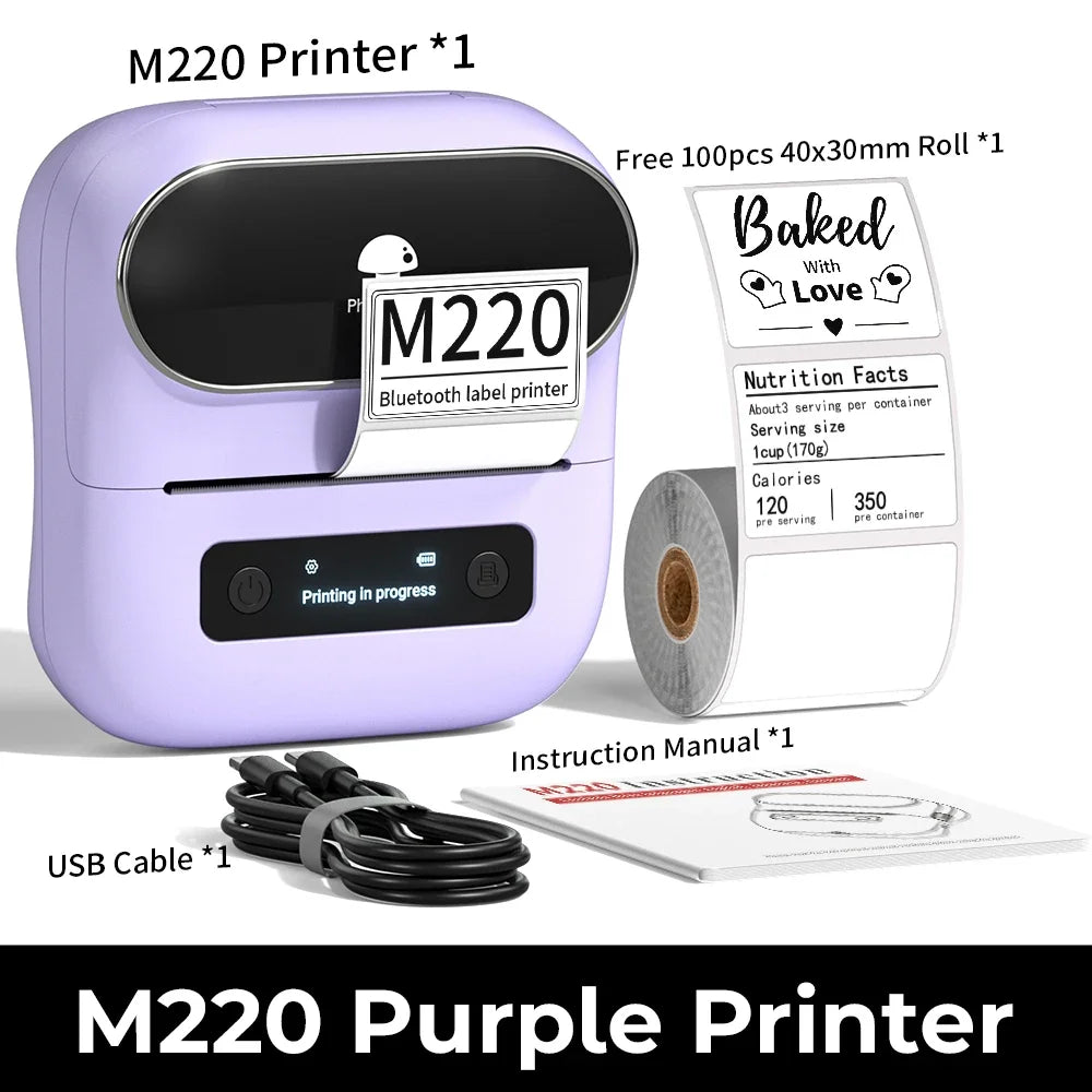 Phomemo M220 Label Printer 75mm Thermal Label Maker for Barcode Address Labeling Mailing File Folder Labels for Phone & PC - Daisan Mart