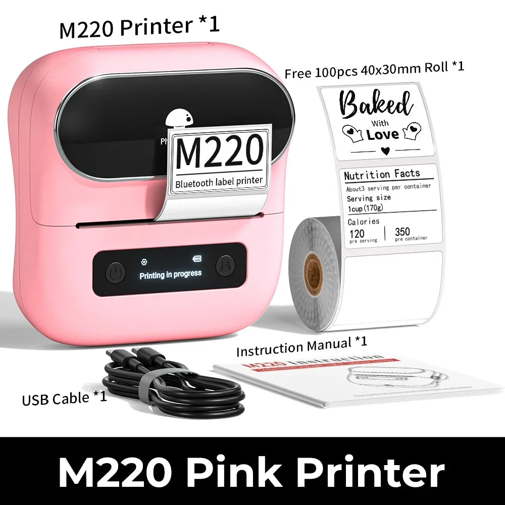 Phomemo M220 Label Printer 75mm Thermal Label Maker for Barcode Address Labeling Mailing File Folder Labels for Phone & PC - Daisan Mart
