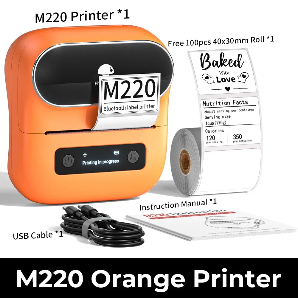 Phomemo M220 Label Printer 75mm Thermal Label Maker for Barcode Address Labeling Mailing File Folder Labels for Phone & PC - Daisan Mart