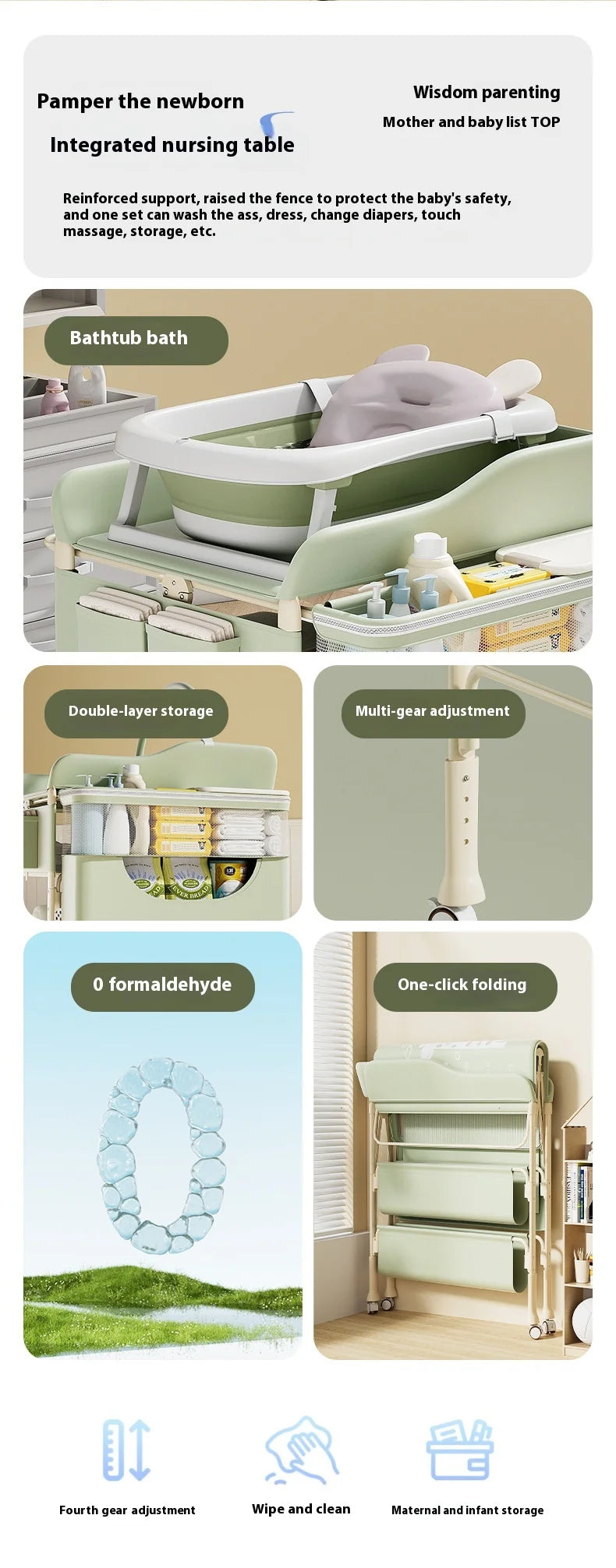 Bàn Tiện Ích Chăm Sóc Bé - Tắm, Thay, Massage - Daisan Mart