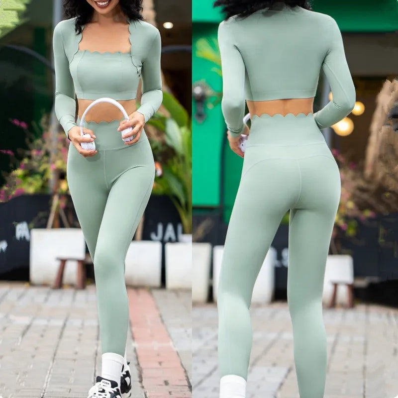 Áo Thể Thao Nữ Ôm Dáng Cổ Vuông Dài Tay Sexy Gym - Daisan Mart