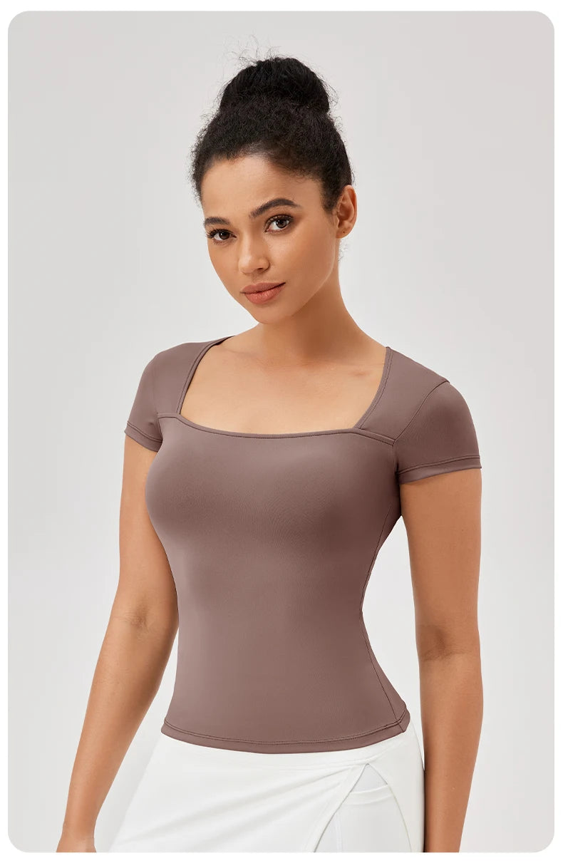 Áo Tập Yoga Nữ - Nhanh Khô, Ngắn Tay, Đa Năng - Daisan Mart