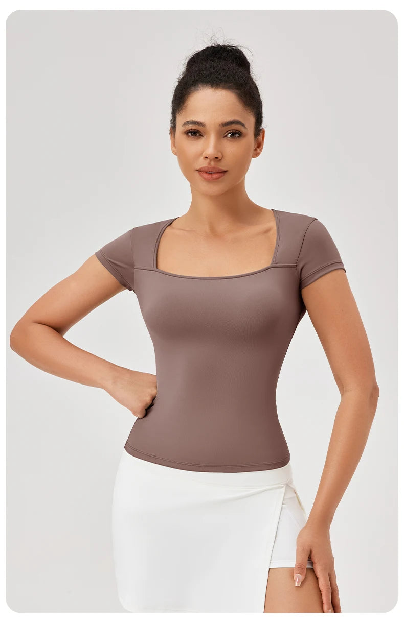Áo Tập Yoga Nữ - Nhanh Khô, Ngắn Tay, Đa Năng - Daisan Mart