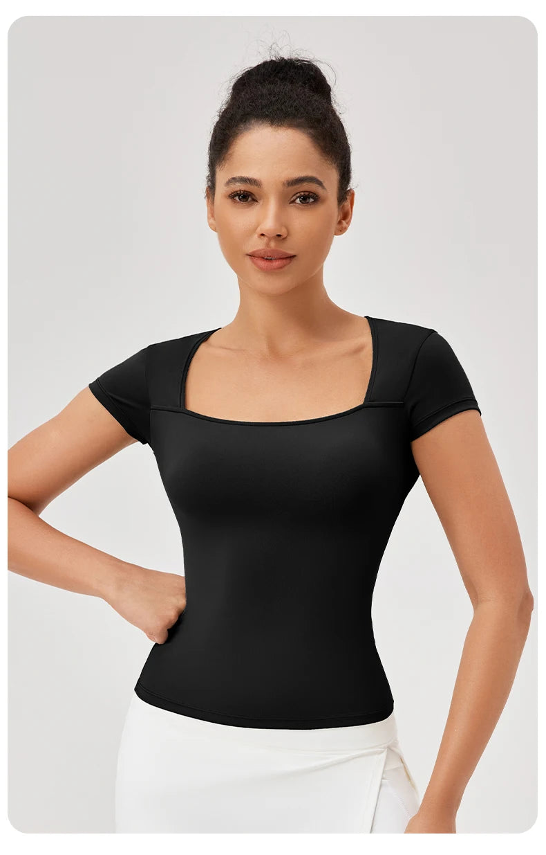 Áo Tập Yoga Nữ - Nhanh Khô, Ngắn Tay, Đa Năng - Daisan Mart