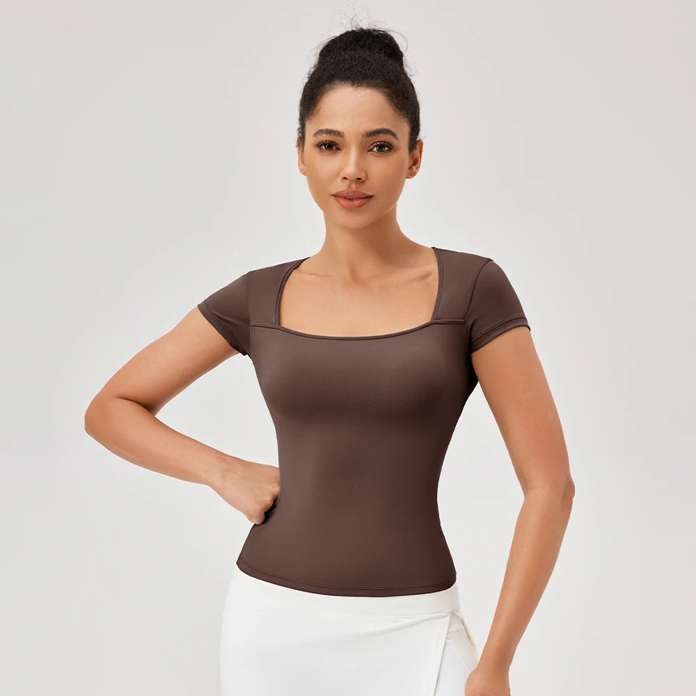 Áo Tập Yoga Nữ - Nhanh Khô, Ngắn Tay, Đa Năng - Daisan Mart