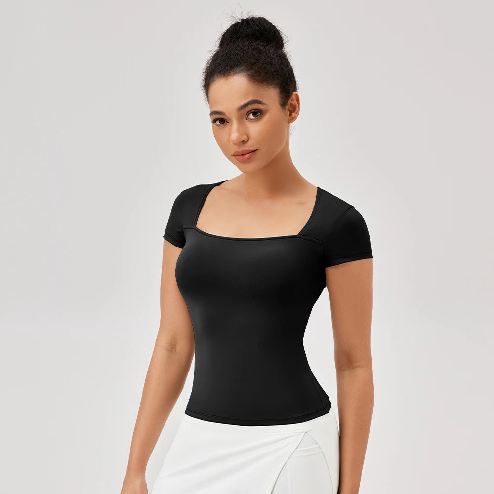Áo Tập Yoga Nữ - Nhanh Khô, Ngắn Tay, Đa Năng - Daisan Mart