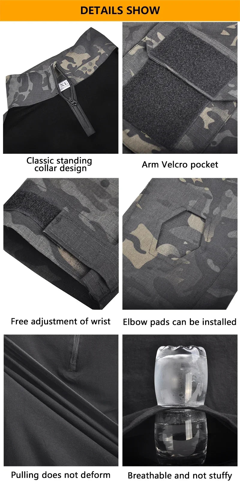 Áo Dài Tay Tác Chiến Camo Cotton Chống Rách Nam