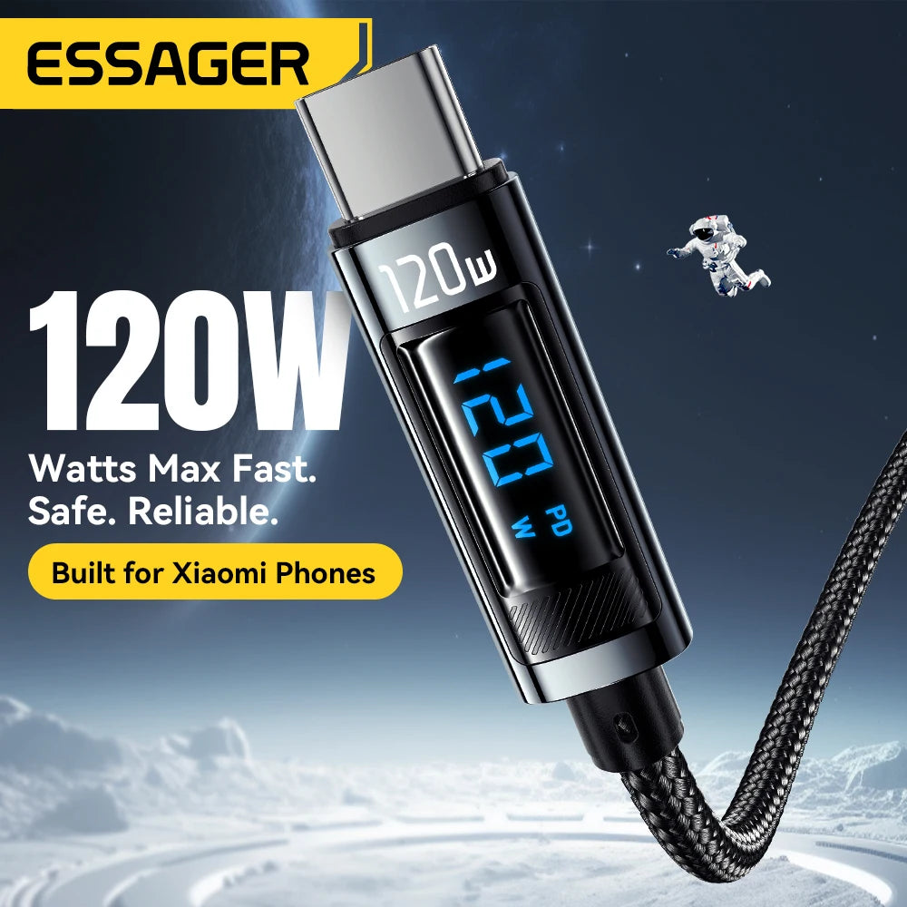 Cáp Sạc Nhanh 120W Essager USB-C LED cho iPhone Huawei - Daisan Mart