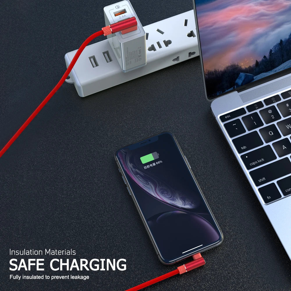 Cáp Sạc Nhanh 90 Độ Cho iPhone & iPad Dài 1/2/3m - Daisan Mart