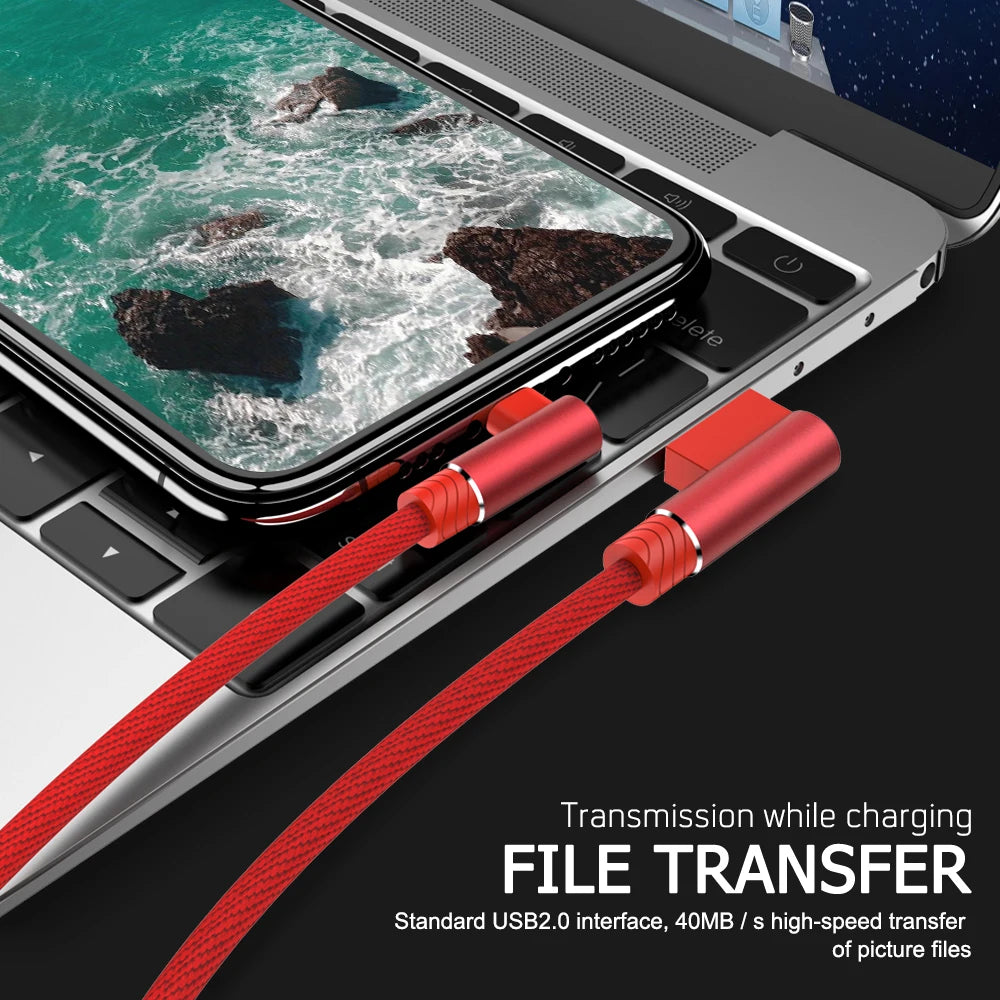 Cáp Sạc Nhanh 90 Độ Dài 1-3m Cho iPhone/iPad - Daisan Mart