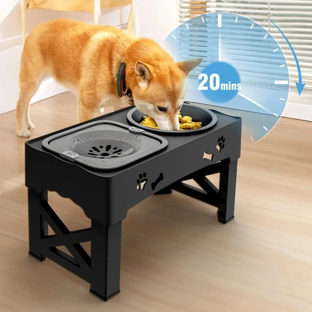 3 in 1 Pet Feeder Anti-Slip Foldable Stand Slow Feeder Bowl Anti-Spill Adjustable Height Elevated Dog Bowls - Daisan Mart
