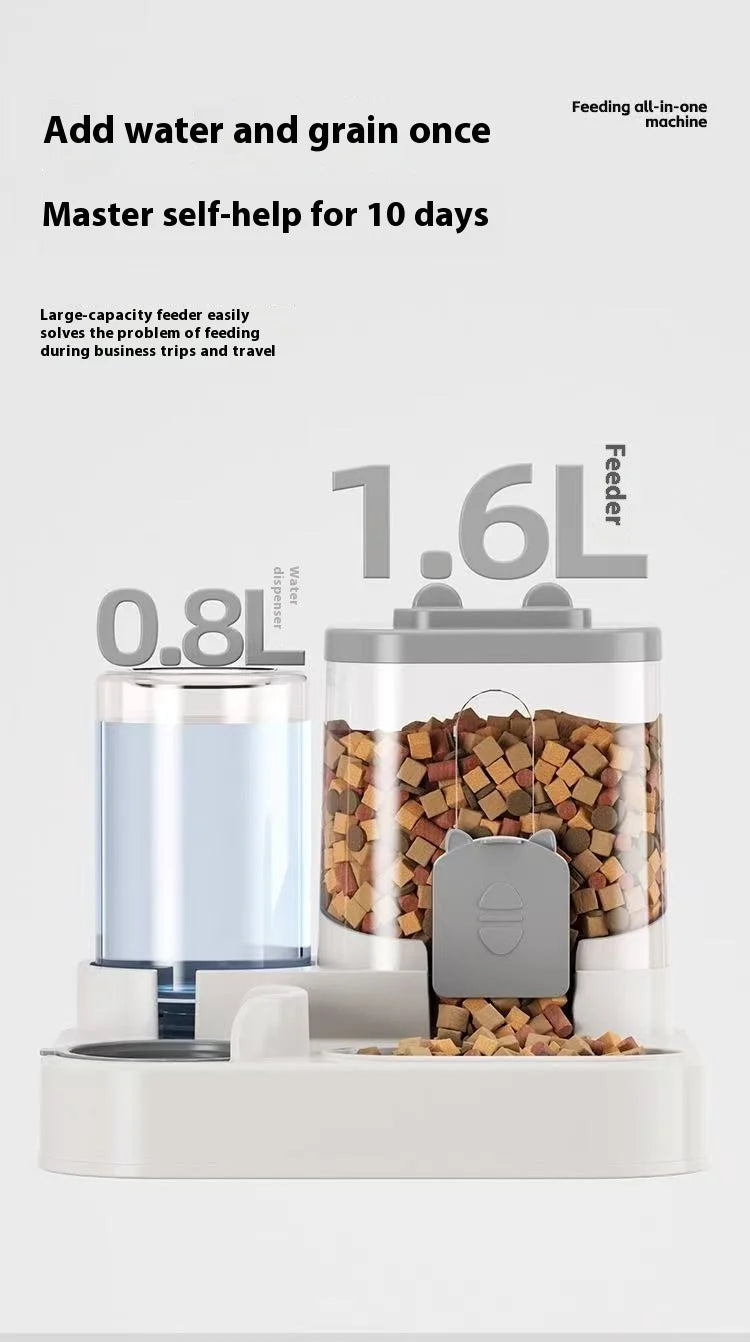Automatic Dog Cat Feeder and Water Dispenser Gravity Food Feeder and Waterer Set with Pet Food Bowl Universal Pet Products - Daisan Mart