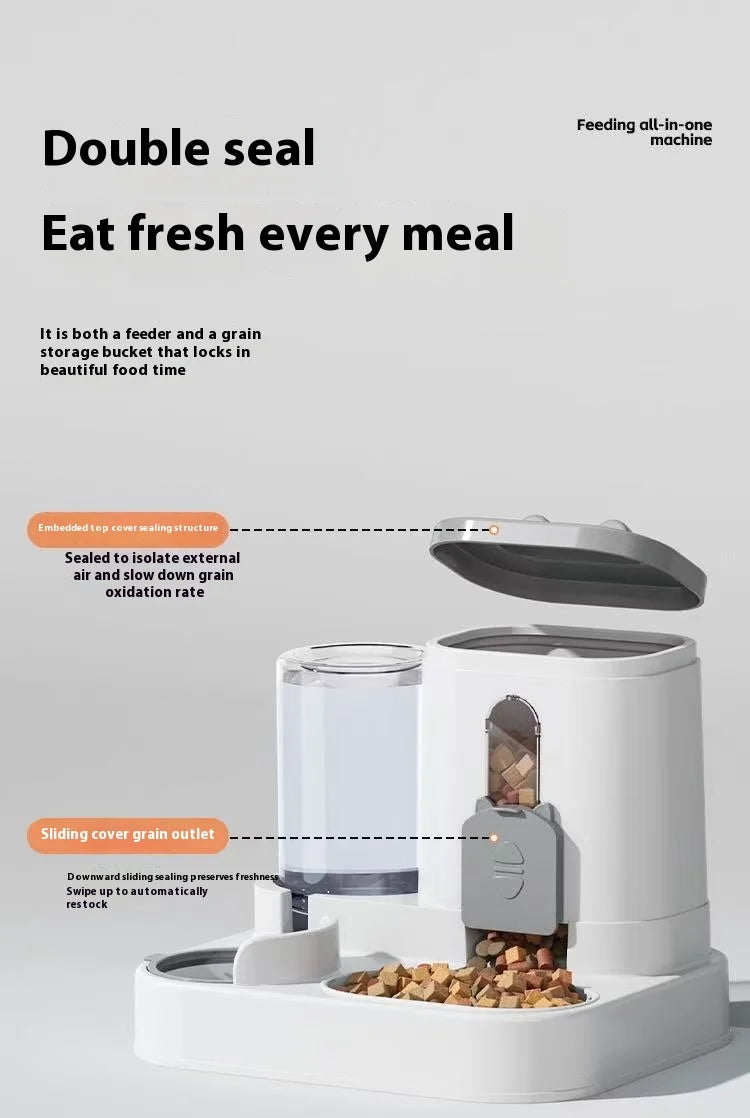 Automatic Dog Cat Feeder and Water Dispenser Gravity Food Feeder and Waterer Set with Pet Food Bowl Universal Pet Products - Daisan Mart