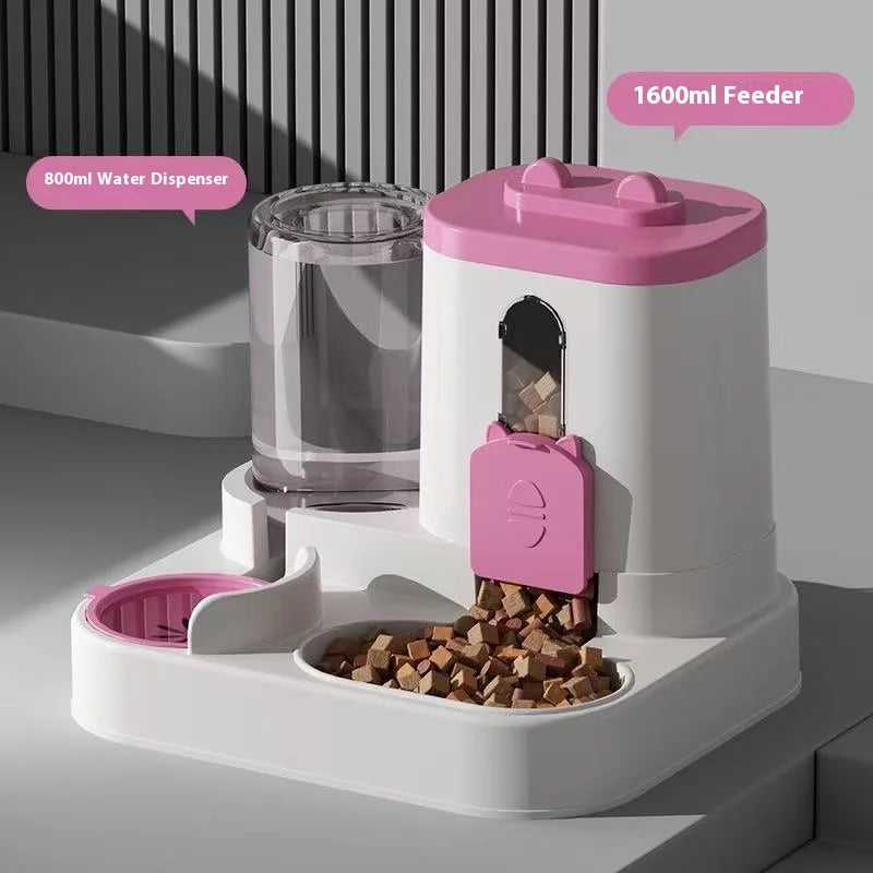 Automatic Dog Cat Feeder and Water Dispenser Gravity Food Feeder and Waterer Set with Pet Food Bowl Universal Pet Products - Daisan Mart