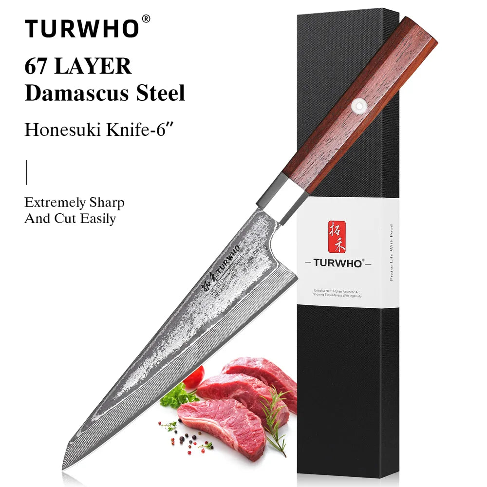 Dao Honesuki Damascus - Tinh Hoa Bếp Nhật - Daisan Mart
