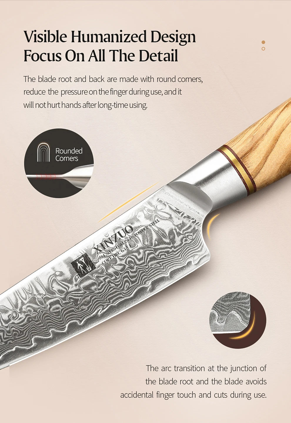 XINZUO 5" inch Utility Knife Kitchen Knives Japanese 73-layer Powder Steel Core Damascus Steel 62-64 HRC Vegetable Peeling Knife - Daisan Mart