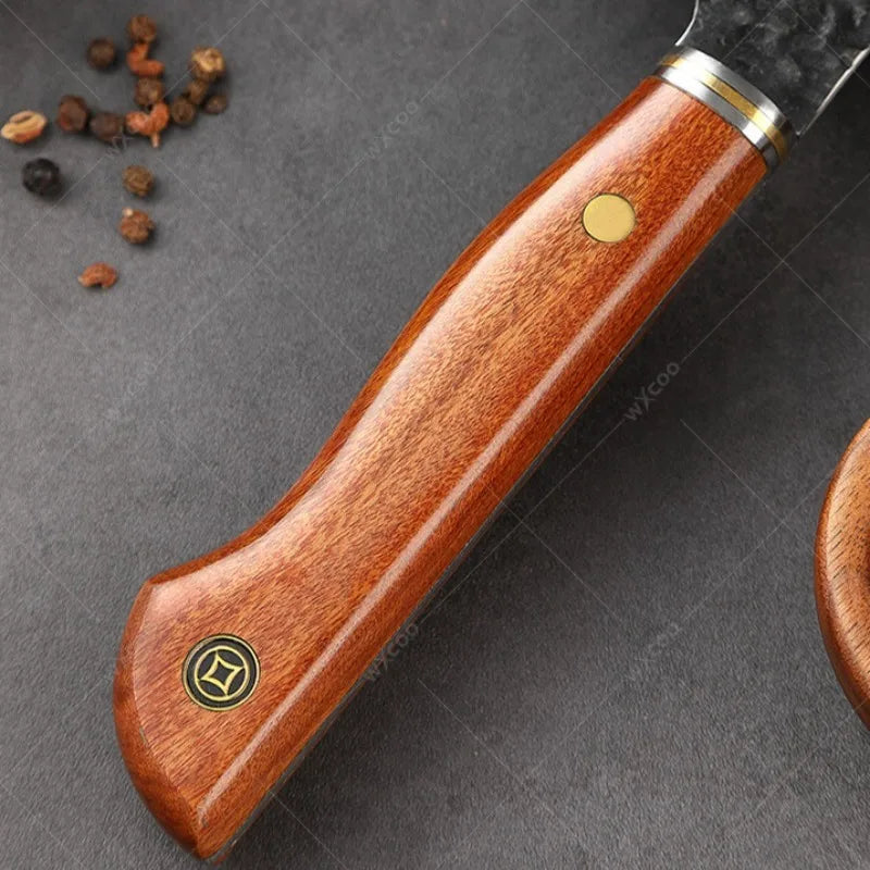 5CR15MOV Steel Chef Knife Set with Wooden Handle Forged Meat Cleaver Japanese Santoku Knife Kitchen Knife Storage Bag - Daisan Mart