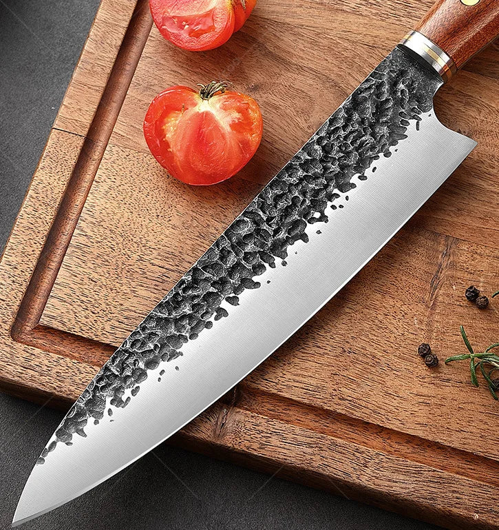 5CR15MOV Steel Chef Knife Set with Wooden Handle Forged Meat Cleaver Japanese Santoku Knife Kitchen Knife Storage Bag - Daisan Mart