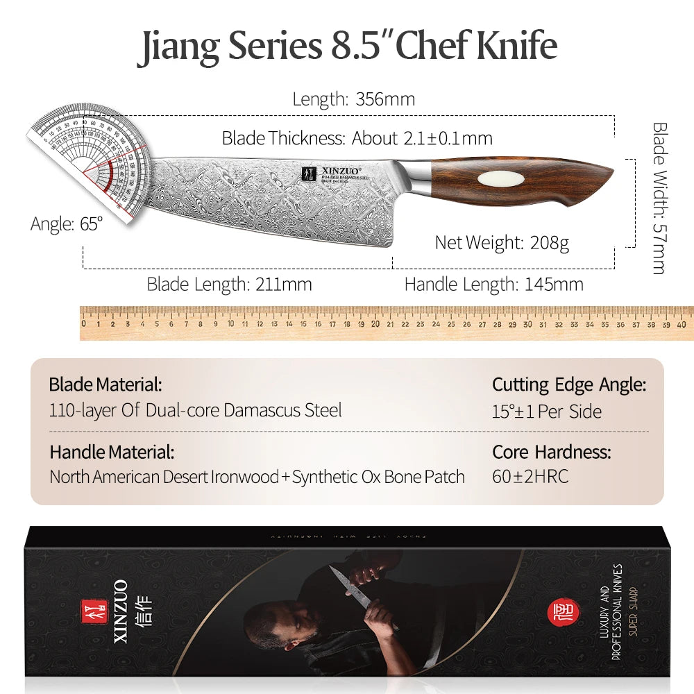 Dao Bếp Chuyên Nghiệp XINZUO 8.5 Thép Damascus 110 Lớp - Daisan Mart