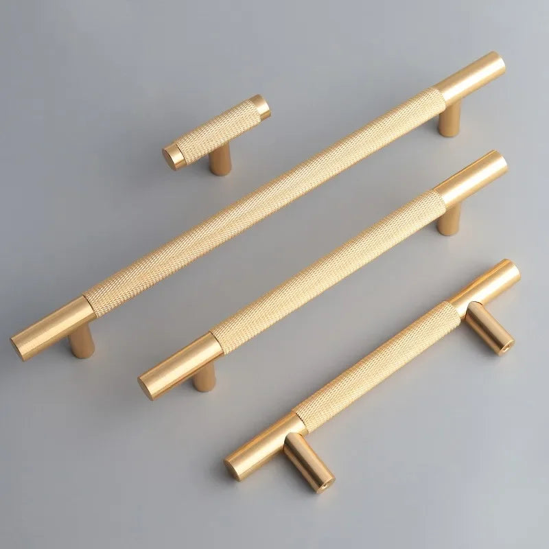 Long Knurled Handle Kitchen Cabinet Door Handles Drawer Pulls Aluminum Alloy T Bar Bedroom Knobs Wardrobe Furniture Hardware - Daisan Mart