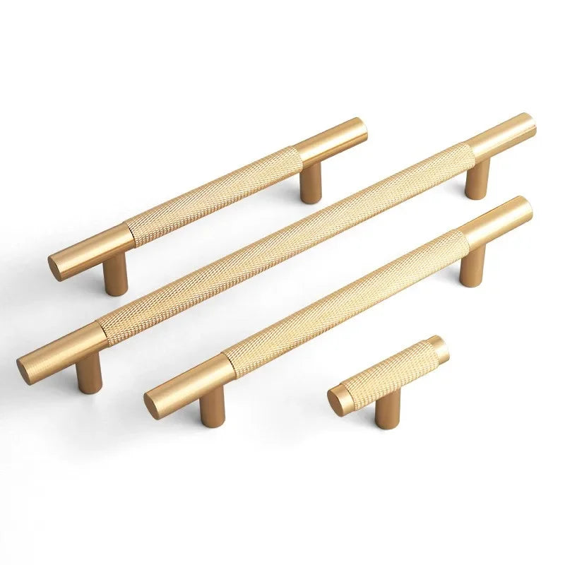 Long Knurled Handle Kitchen Cabinet Door Handles Drawer Pulls Aluminum Alloy T Bar Bedroom Knobs Wardrobe Furniture Hardware - Daisan Mart