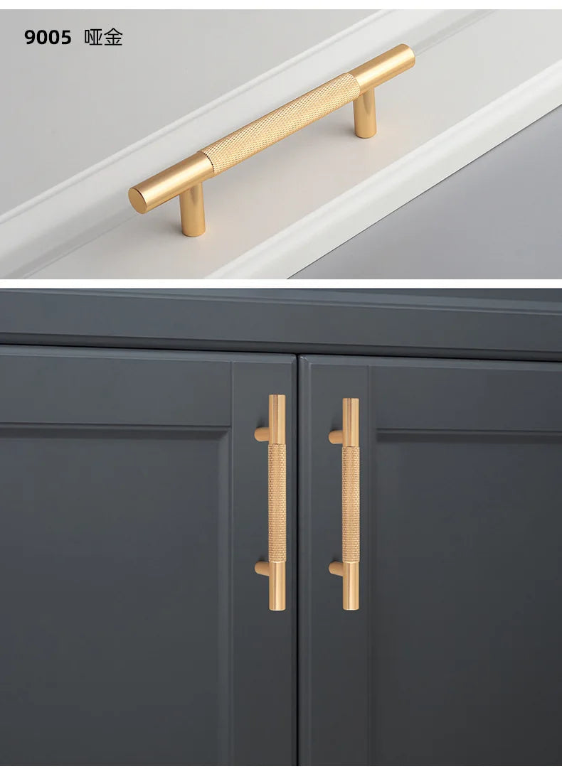 Long Knurled Handle Kitchen Cabinet Door Handles Drawer Pulls Aluminum Alloy T Bar Bedroom Knobs Wardrobe Furniture Hardware - Daisan Mart