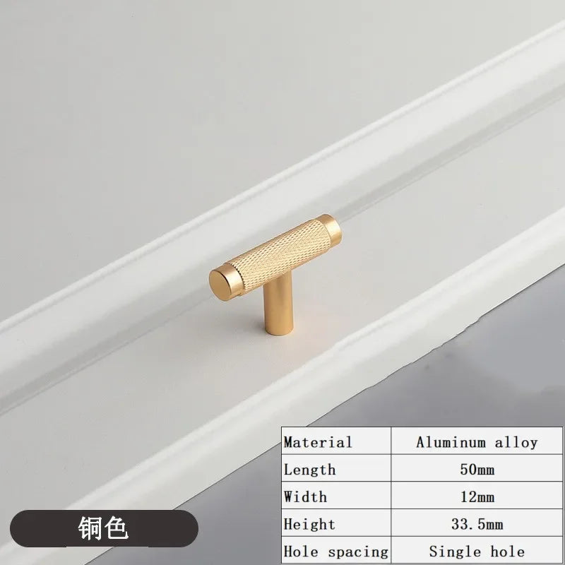 Long Knurled Handle Kitchen Cabinet Door Handles Drawer Pulls Aluminum Alloy T Bar Bedroom Knobs Wardrobe Furniture Hardware - Daisan Mart