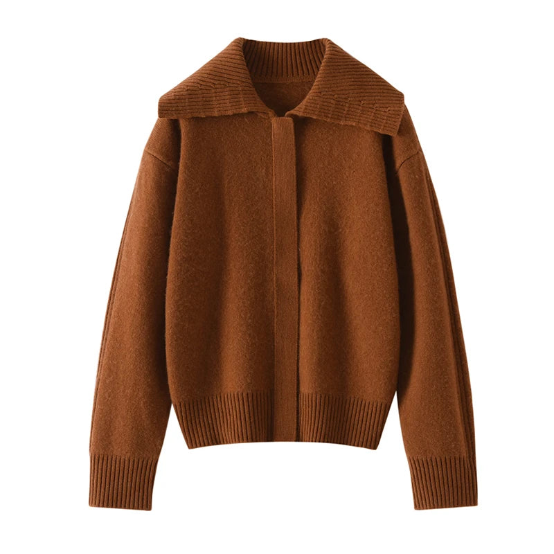 Áo Khoác Len Cashmere Nữ Cổ Bẻ, Dáng Rộng, Ấm Áp - Daisan Mart