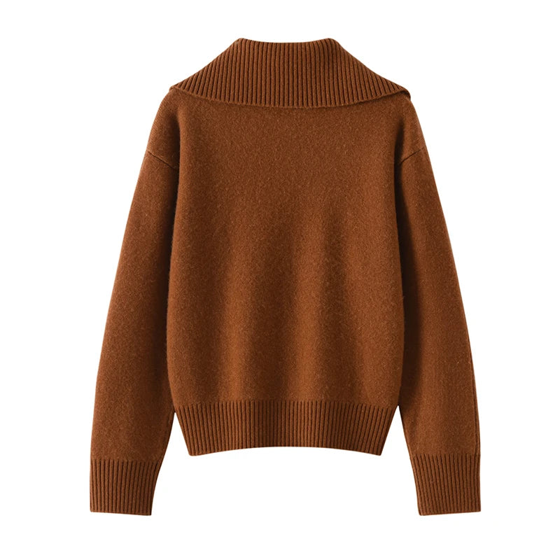 Áo Khoác Len Cashmere Nữ Cổ Bẻ, Dáng Rộng, Ấm Áp - Daisan Mart