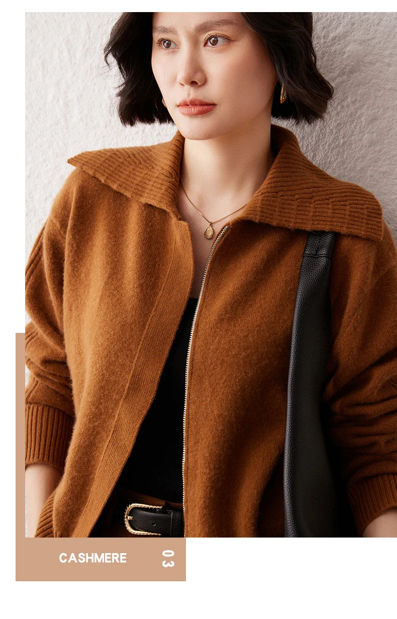 Áo Khoác Len Cashmere Nữ Cổ Bẻ, Dáng Rộng, Ấm Áp - Daisan Mart