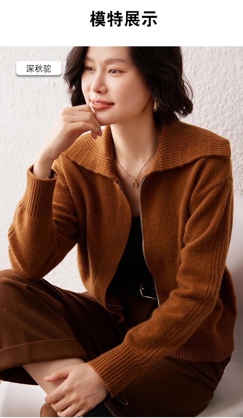Áo Khoác Len Cashmere Nữ Cổ Bẻ, Dáng Rộng, Ấm Áp - Daisan Mart
