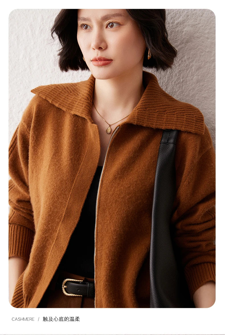 Áo Khoác Len Cashmere Nữ Cổ Bẻ, Dáng Rộng, Ấm Áp - Daisan Mart