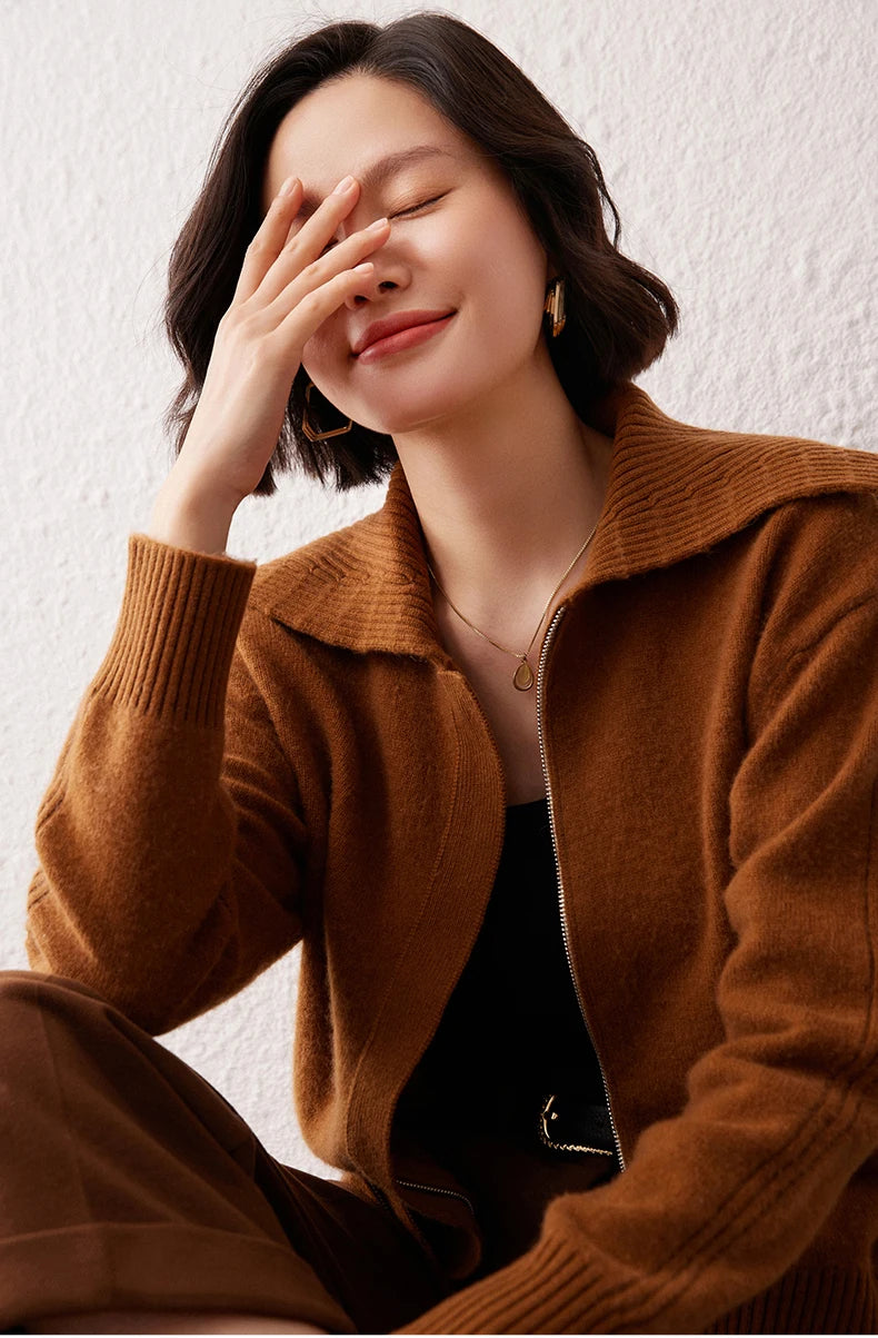 Áo Khoác Len Cashmere Nữ Cổ Bẻ, Dáng Rộng, Ấm Áp - Daisan Mart