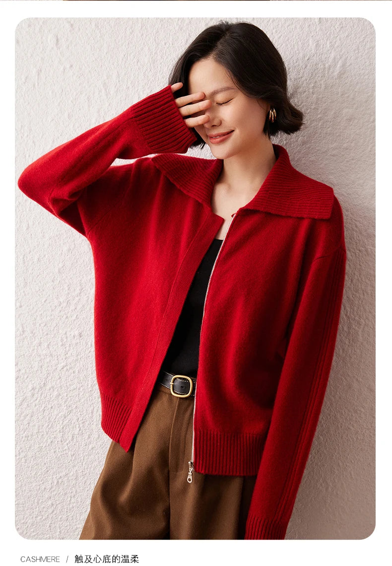 Áo Khoác Len Cashmere Nữ Cổ Bẻ, Dáng Rộng, Ấm Áp - Daisan Mart