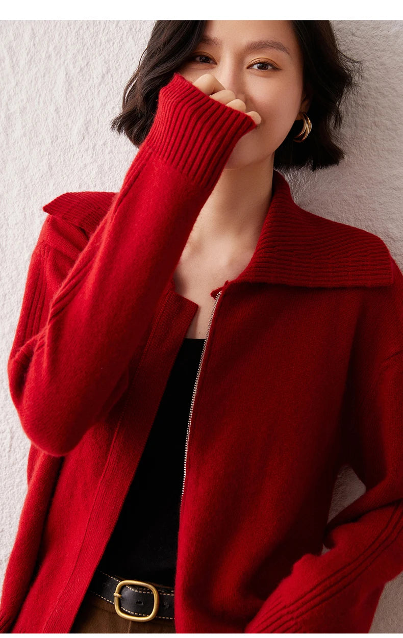 Áo Khoác Len Cashmere Nữ Cổ Bẻ, Dáng Rộng, Ấm Áp - Daisan Mart