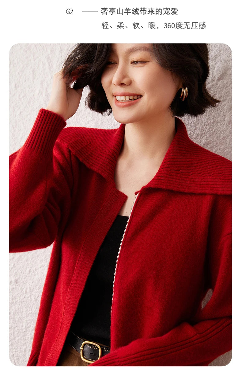 Áo Khoác Len Cashmere Nữ Cổ Bẻ, Dáng Rộng, Ấm Áp - Daisan Mart