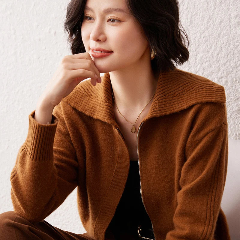 Áo Khoác Len Cashmere Nữ Cổ Bẻ, Dáng Rộng, Ấm Áp - Daisan Mart