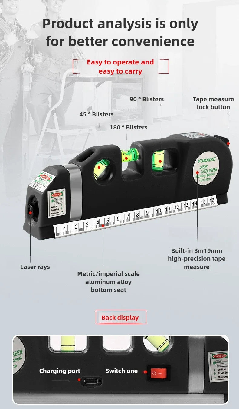Máy Cân Mực Laser 4in1 Đo Chéo Tự Cân Cho Thợ Mộc - Daisan Mart