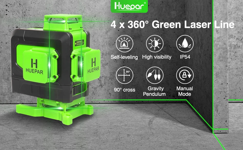 Máy cân mực laser 4D 16 tia xanh Huepar đa năng - Daisan Mart