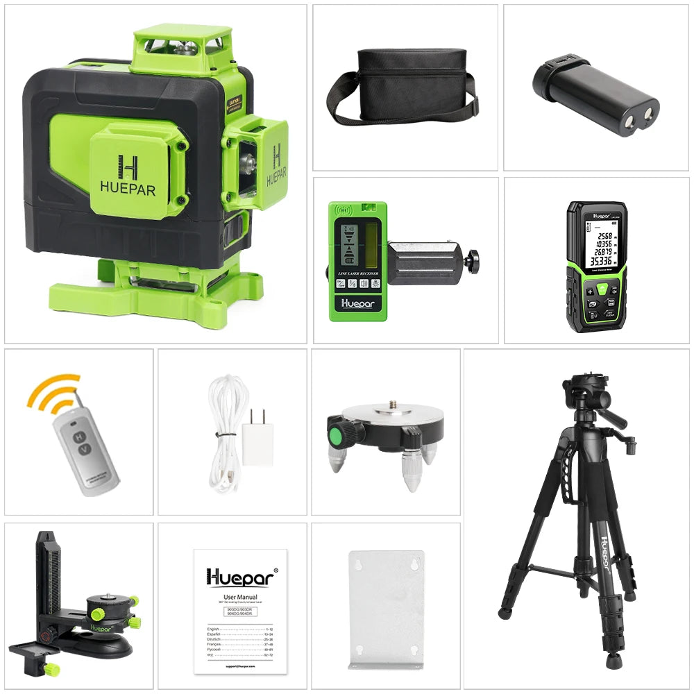 Máy cân mực laser 4D 16 tia xanh Huepar đa năng - Daisan Mart