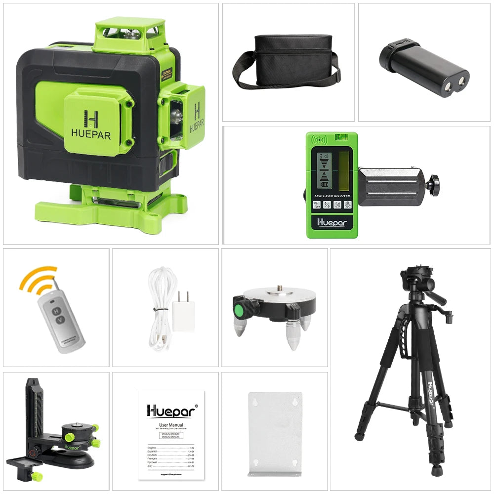 Máy cân mực laser 4D 16 tia xanh Huepar đa năng - Daisan Mart