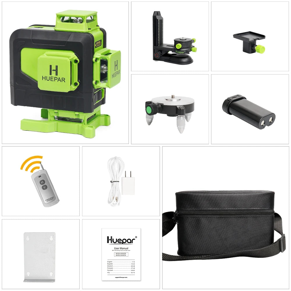 Máy cân mực laser 4D 16 tia xanh Huepar đa năng - Daisan Mart